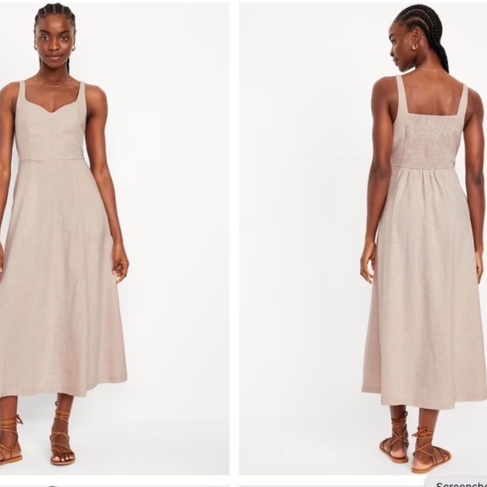 Old Navy Fit & Flare Linen Midi Dress.- Size XL